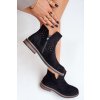 Čierne dámske členkové topánky z EKO semišu, rovná podrážka, A2905 BLACK
