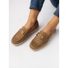 Hnedé dámske mokasíny z eko semišu, perforované, kód C-426