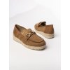 Hnedé dámske mokasíny z eko semišu, perforované, kód C-426