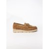 Hnedé dámske mokasíny z eko semišu, perforované, kód C-426
