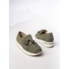 Dámske zelené mokasíny z ekologického semišu, kód G-55