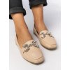 Dámske béžové mokasíny z ekokože, elegantné, kód M615