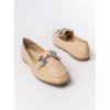Dámske béžové mokasíny z ekokože, elegantné, kód M615