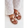 Papuče s dekorací přírodní koža zazoo 3574/z camel / 3574/Z CAMEL PRZEC (Veľkosť 36)