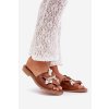 Papuče s dekorací přírodní koža zazoo 3574/z camel / 3574/Z CAMEL PRZEC (Veľkosť 36)