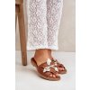 Papuče s dekorací přírodní koža zazoo 3574/z camel / 3574/Z CAMEL PRZEC (Veľkosť 36)