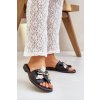 Papuče s dekorací přírodní koža zazoo 3574/z čierne / 3574/Z BLACKGROCH ZŁ (Veľkosť 36)