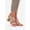 Ozdobené Sandály Na Podpatku Tmavě Béžové Delariona (Veľkosť 38)
