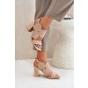 Ozdobené Sandály Na Podpatku Tmavě Béžové Delariona (Veľkosť 38)