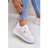 Eko kožené sneakersy na platformě se zlatým detailem bílé Zingie (Veľkosť 41)