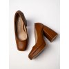 Dámske hnedé lodičky z eko kože na ihle, MO45