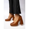 Dámske hnedé lodičky z eko kože na ihle, MO45