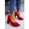 Dámské semišové lodičky na podpatku červené Florena (Veľkosť 37)