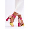 Ružové dámske sandále na stĺpikovej podpätke z eko kože, M349 YELLOW