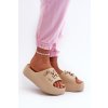 Dámske plážové šľapky z peny béžovej farby, plošový podpätok, BG177 KHAKI