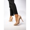 Dámske béžové lodičky z eko kože na ihloвом podpätku, pikované, S2D9340-7