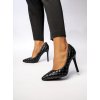 Dámske čierne lodičky z eko kože s pikovaním, špicatá špička S2D9340-7