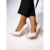 Dámske biele lodičky z eko kože, špicaté, pikované - T3D82188-2