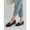 Dámske čierne mokasíny z ekokože na bežný deň, kód QQ-10