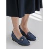 Dámske modré mokasíny z ekokože na bežný deň, kód QQ-10
