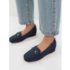 Dámske modré mokasíny z ekokože na bežný deň, kód QQ-10