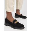 Čierne dámske mokasíny z ekokože, zdobené kamienkami, kód BNJ8763