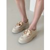 Béžové dámske tenisky z textilu na šnúrovanie, LT33-33