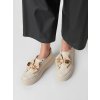 Béžové dámske tenisky z textilu na šnúrovanie, LT33-33