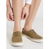 Béžové dámske tenisky z eko semišu na šnúrovanie, AW0223-77