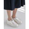 Biele dámske tenisky z ekokože na šnúrovanie, trblietavé, kód X3732