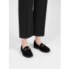 Dámske čierne mokasíny z eko semišu, perforované, kód C-426