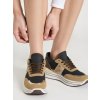 Dámske hnedé tenisky z textilu so zlatými detailmi, TA-262