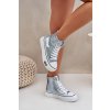Metalické Vysoké Tenisky Dámské Se Srdíčkem Modré Sumehra (Veľkosť 39)