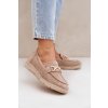 Dámske béžové mokasíny z eko semišu na ploške C-426 BEIGE