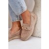 Dámske béžové mokasíny z eko semišu na ploške C-426 BEIGE