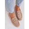 Dámske béžové mokasíny z eko semišu na ploške C-426 BEIGE
