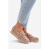 Dámske béžové mokasíny z eko semišu na ploške C-426 BEIGE