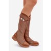Síťované Kozačky Na Plochém Podpatku Do Poloviny Lýtka Hnědé Asgerda (Veľkosť 37)