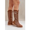 Síťované Kozačky Na Plochém Podpatku Do Poloviny Lýtka Hnědé Asgerda (Veľkosť 37)