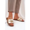 papuče Na Ploché Podešvi S Ozdobnou Mašlí Zlaté Deonelis (Veľkosť 41)