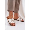 Papuče na plochom podpätku s ozdobnou mašľou biele deonelis / M509 WHITE (Veľkosť 36)