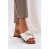 Papuče na plochom podpätku s ozdobnou mašľou biele deonelis / M509 WHITE (Veľkosť 36)
