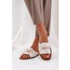 Papuče na plochom podpätku s ozdobnou mašľou biele deonelis / M509 WHITE (Veľkosť 36)