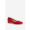 Červené dámske lodičky z eko semišu na nízkom podpätku, M362 RED