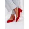 Červené dámske lodičky z eko semišu na nízkom podpätku, M362 RED