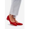 Červené dámske lodičky z eko semišu na nízkom podpätku, M362 RED