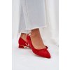 Červené dámske lodičky z eko semišu na nízkom podpätku, M362 RED