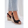 Sandály Na Klínu S Pletením Černé Nanalis (Veľkosť 37)