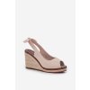 Dámske béžové sandále na platforme, textilné, kód M503 BEIGE
