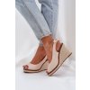 Dámske béžové sandále na platforme, textilné, kód M503 BEIGE